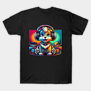 Adorable Gamer Puppy w/ Headphones T-Shirt